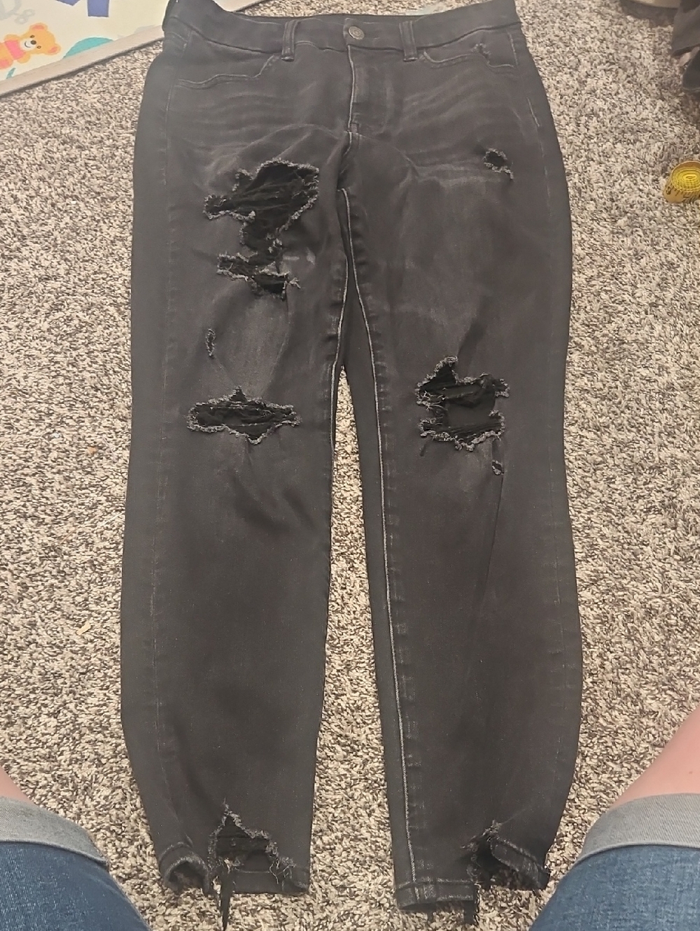 American Eagle Outfitters Black Ripped Skinny Jeans